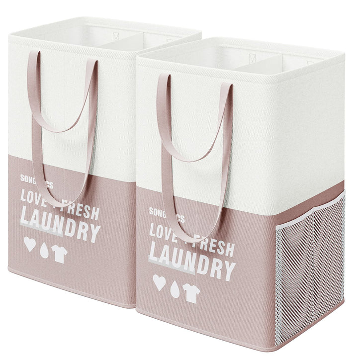 Set of 2 Laundry Baskets Light Pink