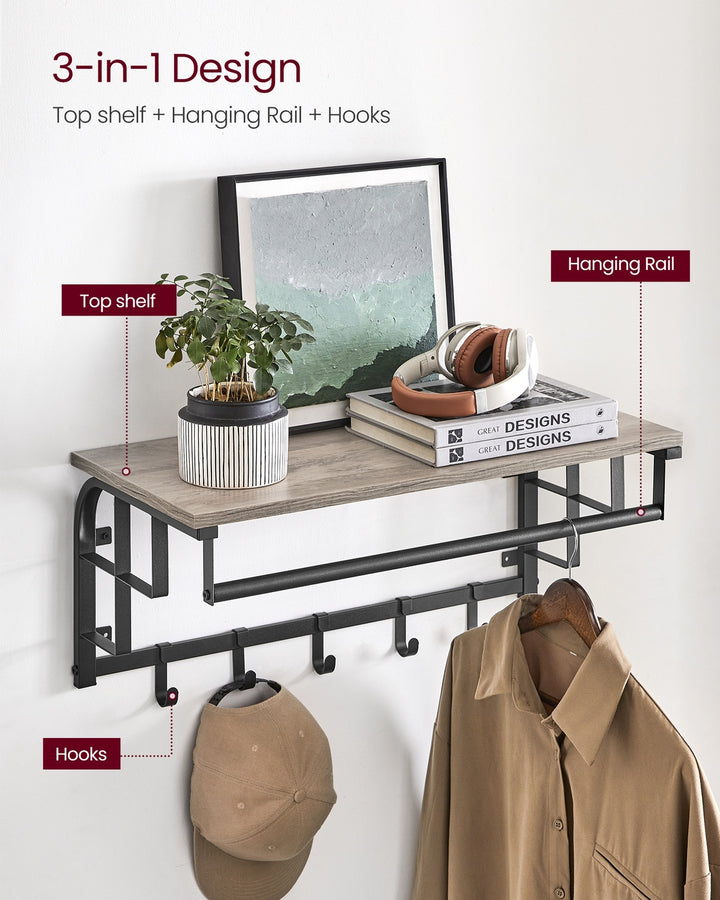 Coat Rack Wall-Mounted Greige and Black