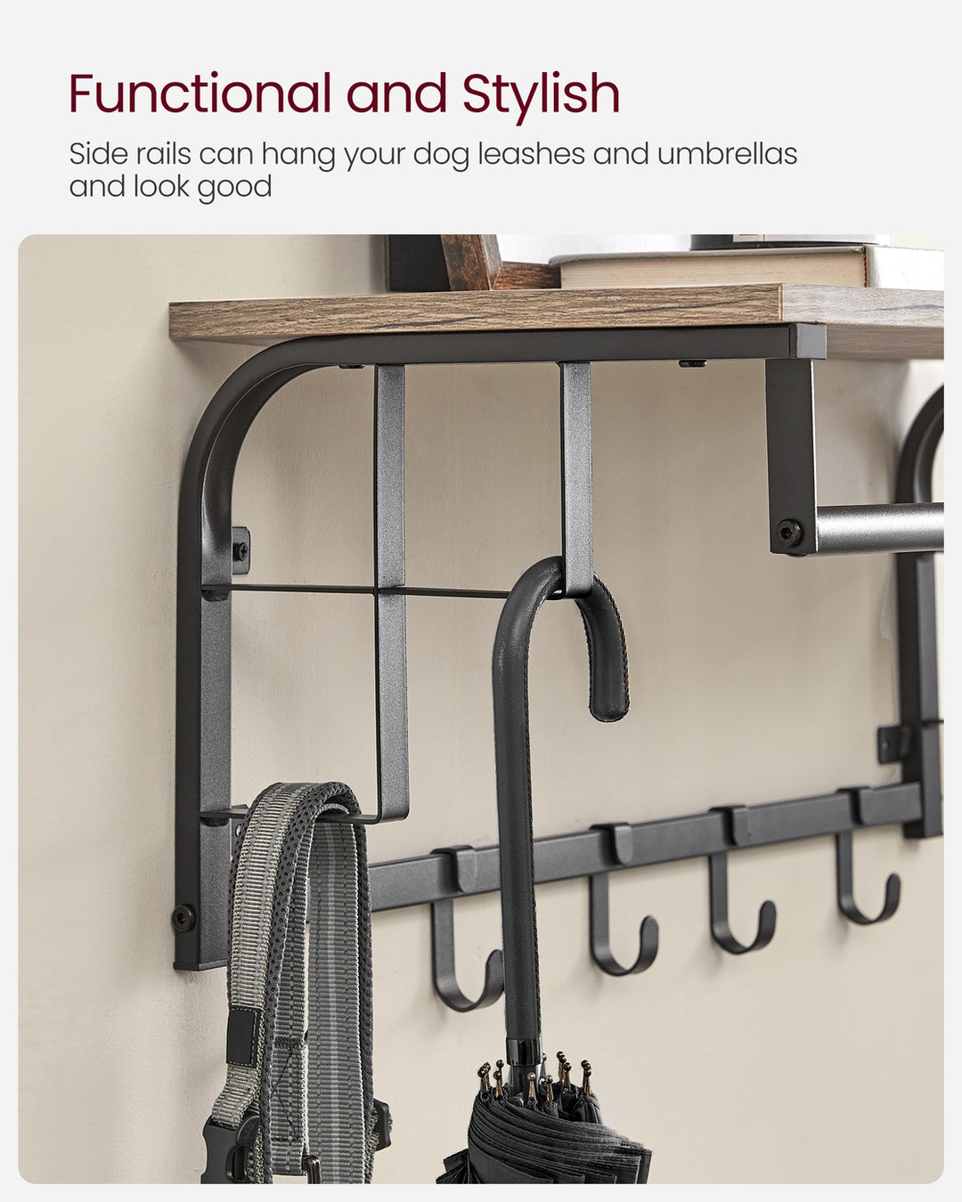 Coat Rack Wall-Mounted Greige and Black