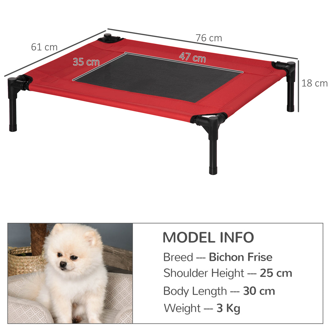 PawHut Elevated Pet Bed Portable Camping Raised Dog Bed w/ Metal Frame Black and Red (Medium)