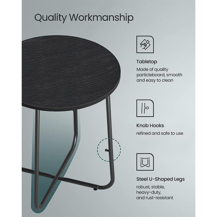 Modern Nightstand with Fabric Basket - Black &amp; Wood Grain
