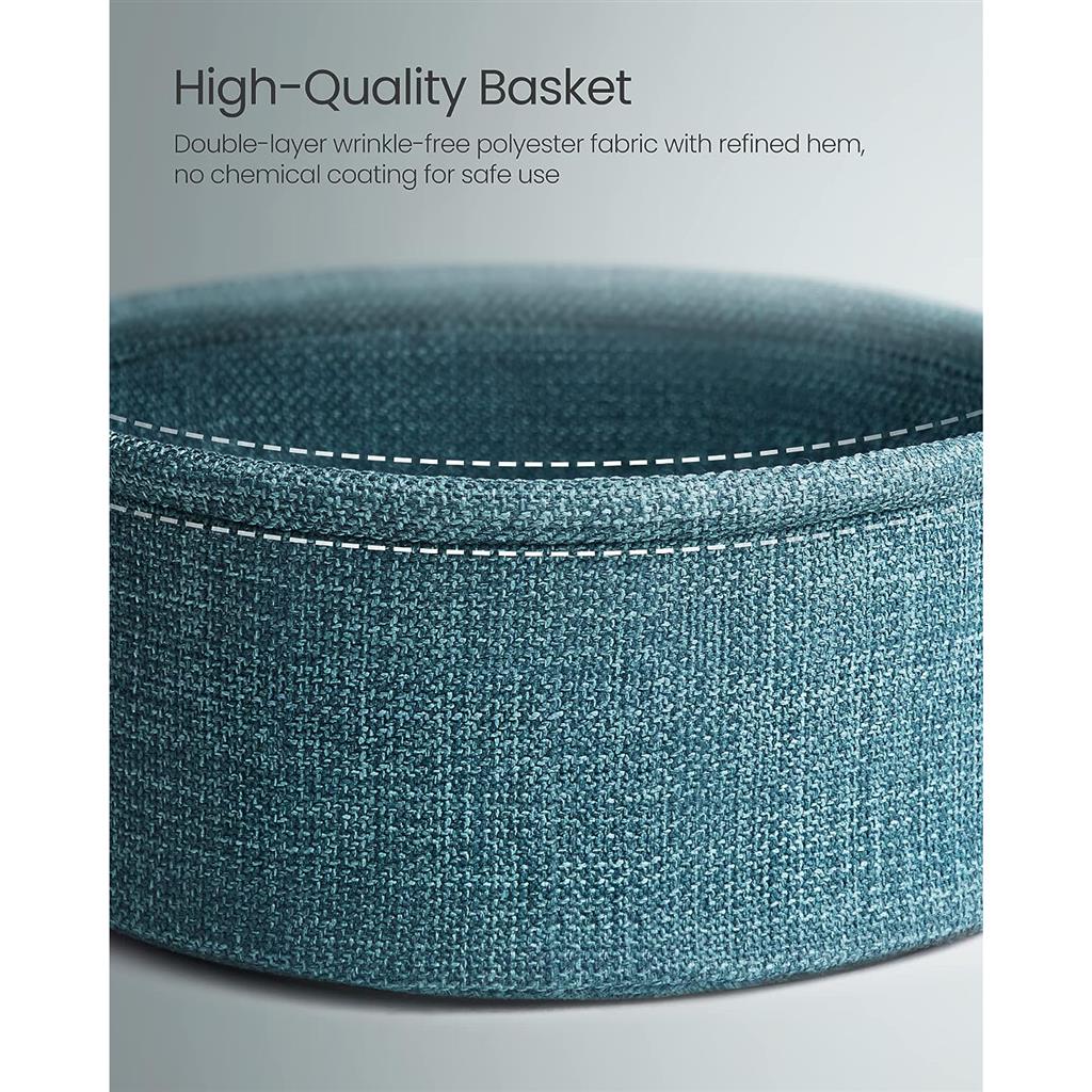 Modern Nightstand with Fabric Basket - Black &amp; Wood Grain