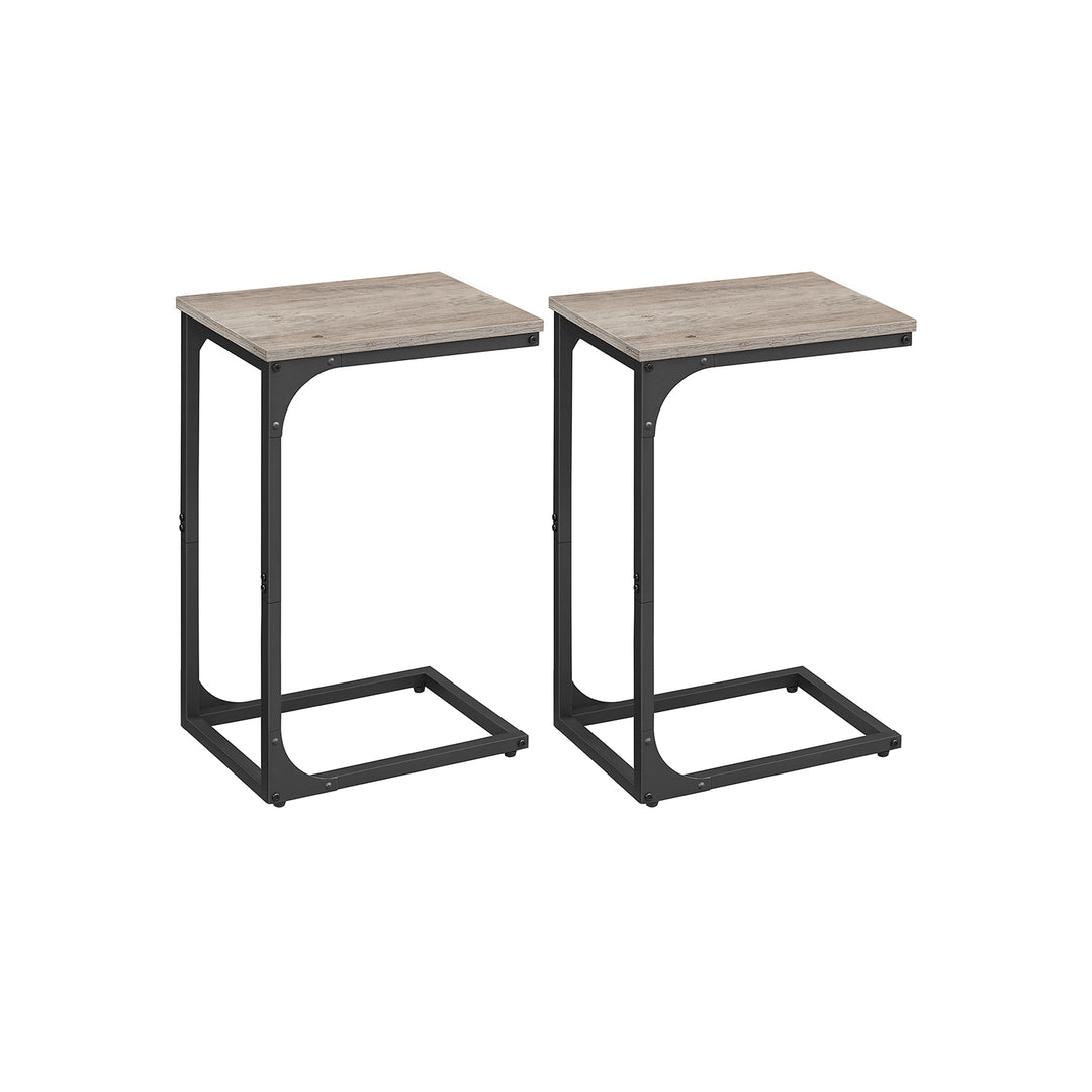 Set of 2 C-Shaped End Table - Greige Black