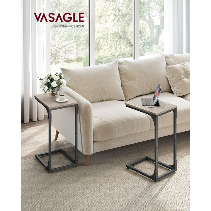 Set of 2 C-Shaped End Table - Greige Black