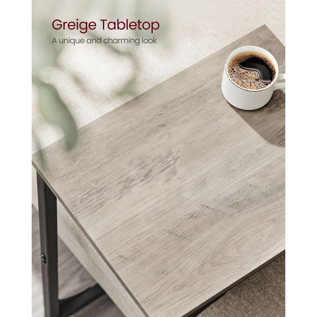 Set of 2 C-Shaped End Table - Greige Black