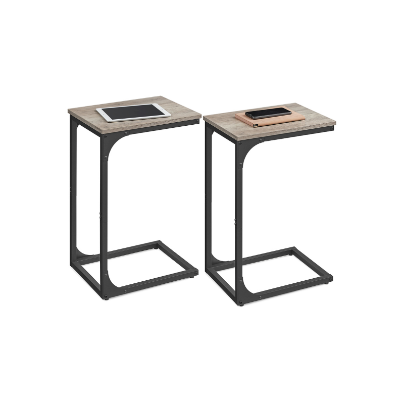 Set of 2 C-Shaped End Table - Greige Black