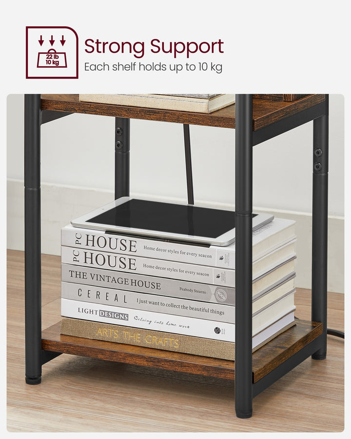 Narrow Bedside Table with Charging Station