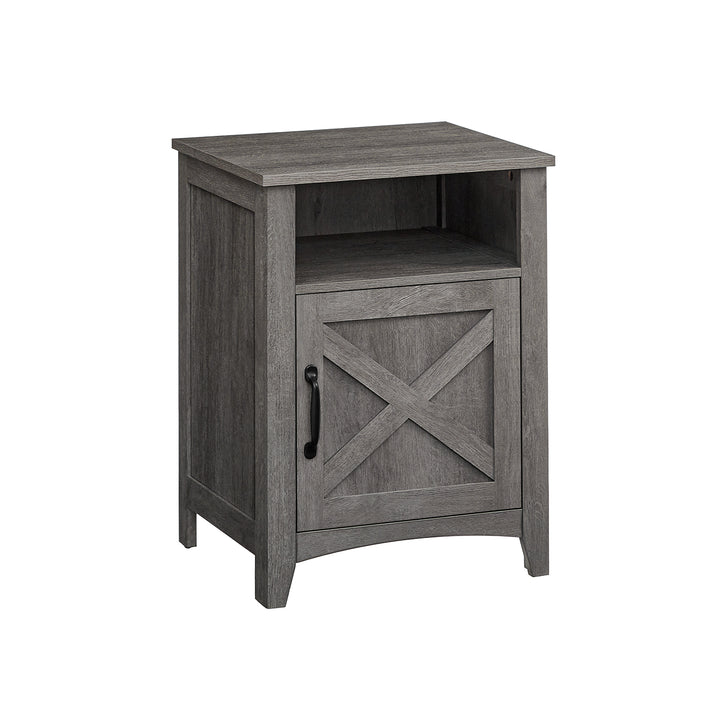 Nightstand with Cabinet and Compartment Misty Gray