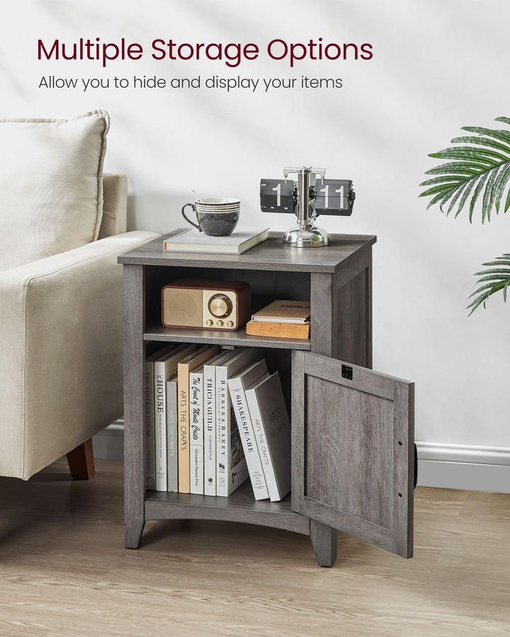 Nightstand with Cabinet and Compartment Misty Gray