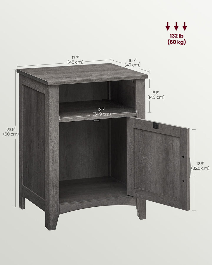 Nightstand with Cabinet and Compartment Misty Gray