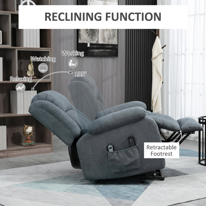 Oversized Riser and Recliner Chairs for the Elderly, Heavy Duty Fabric Upholstered Lift Chair for Living Room with Remote Control, Side Pocket, Dark Grey