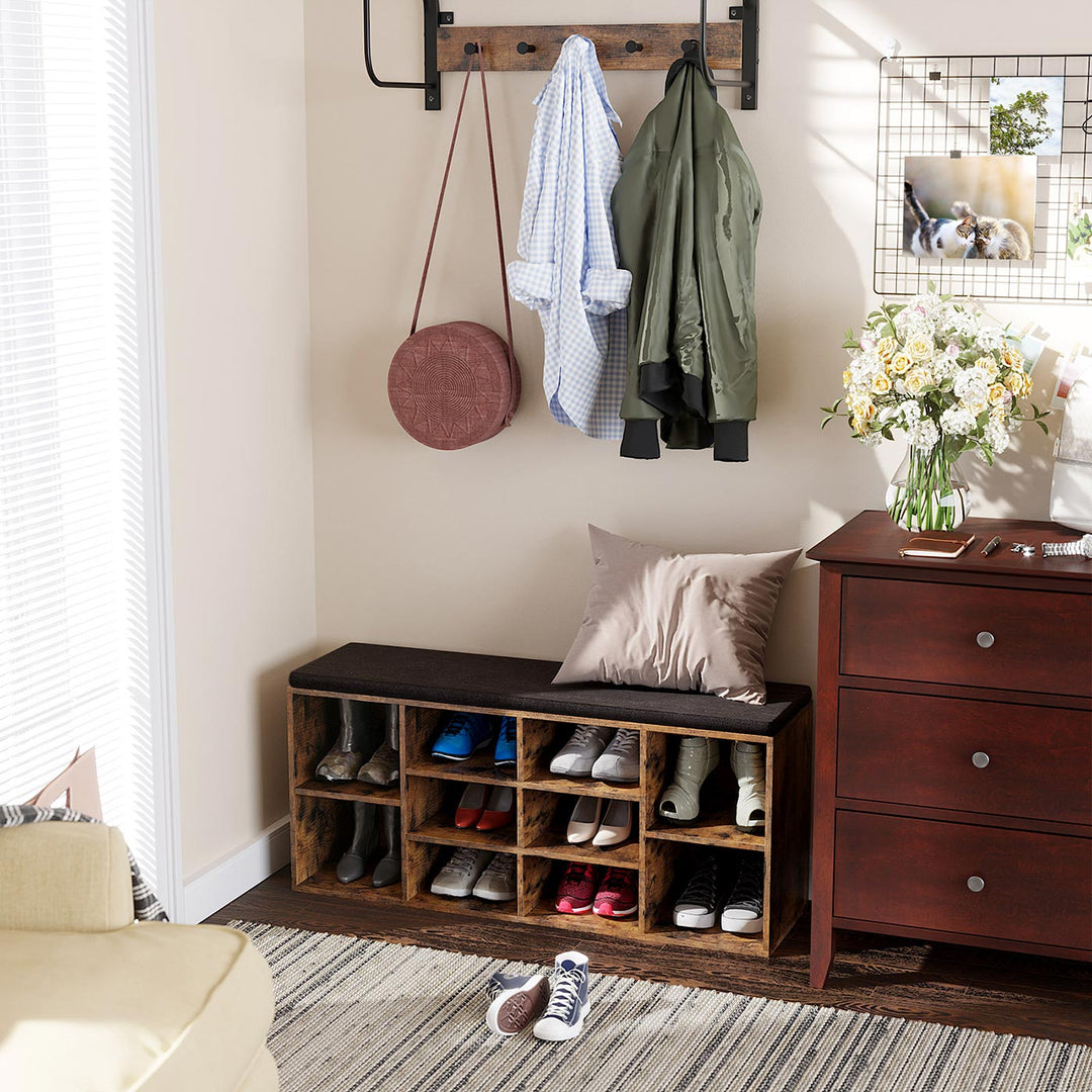Adjustable Shelves Storage Bench