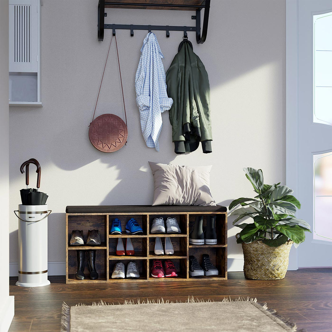 Adjustable Shelves Storage Bench