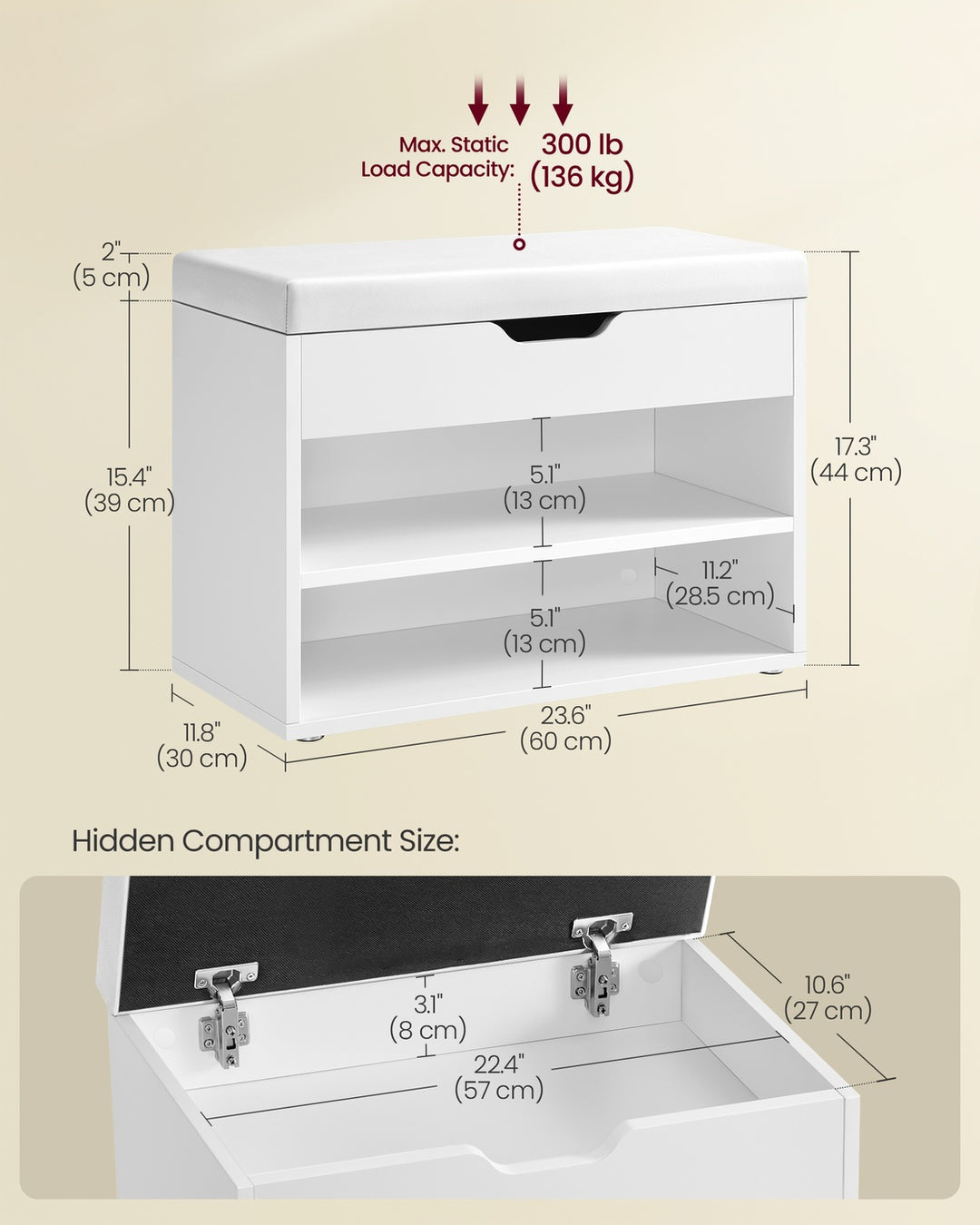 Padded Shoe Storage Bench