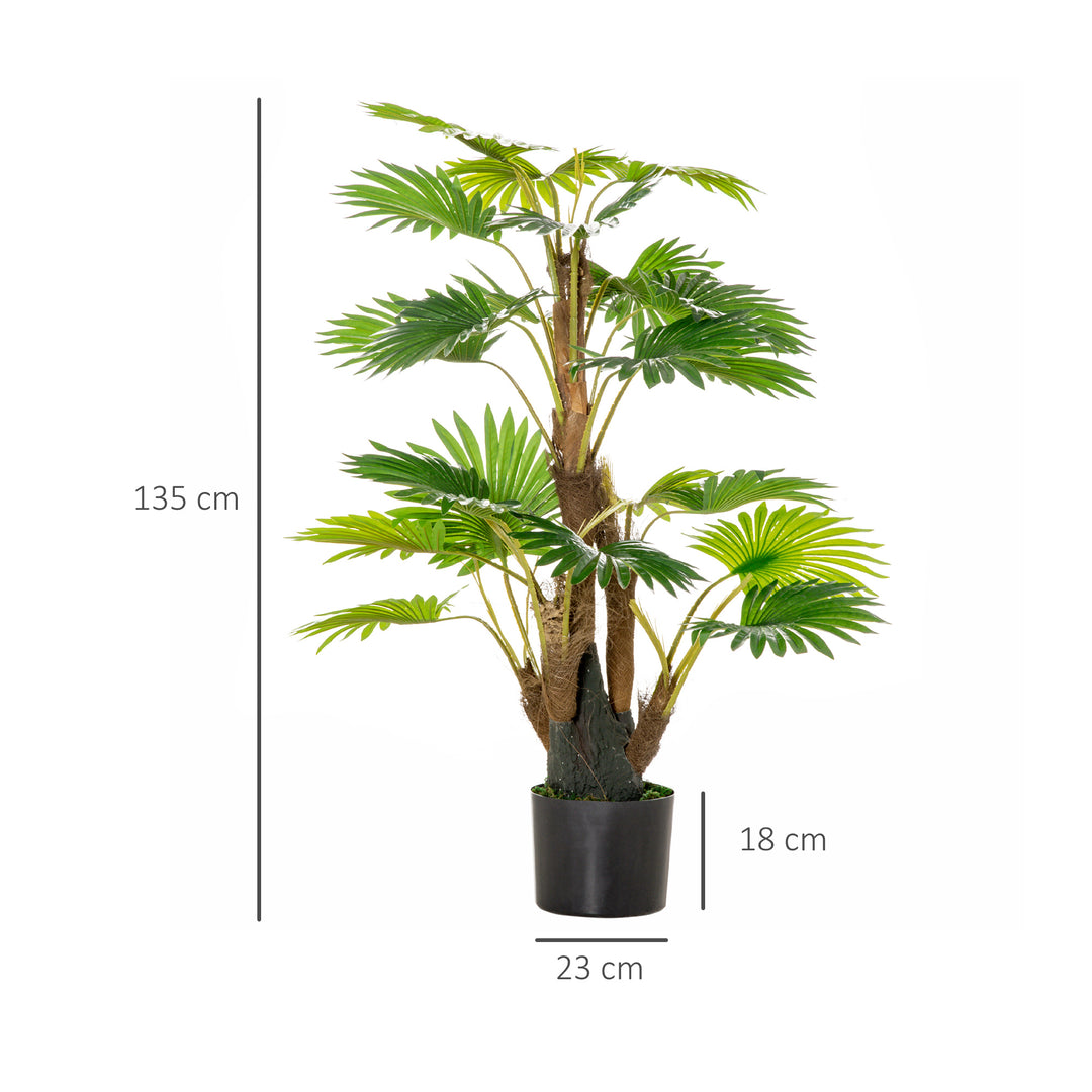 Artificial Tree, Tropical Palm Tree, Fake Decorative Plant in Nursery Pot for Indoor Outdoor Décor, 135cm