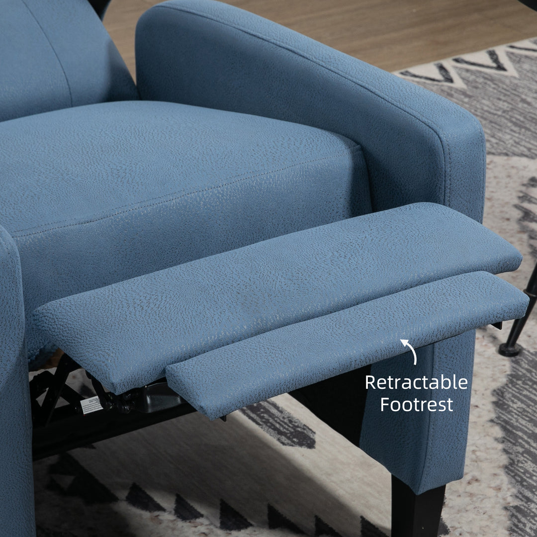 Recliner Chair, Button Tufted Cloth with Leg Rest, Deep Blue