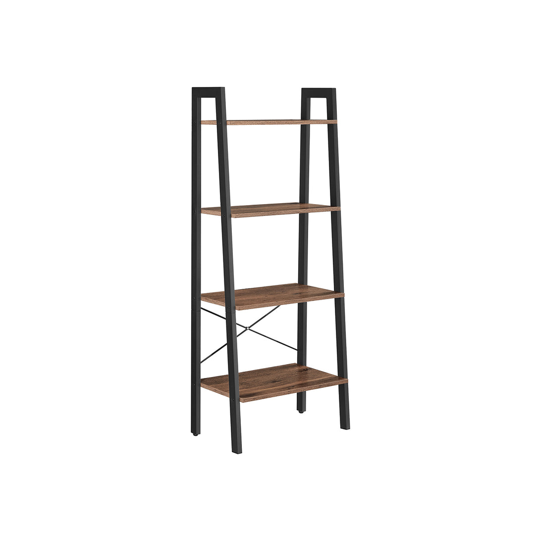 4-Tier Ladder Shelf Steel Frame - Hazelnut Brown