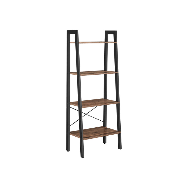 4-Tier Ladder Shelf Steel Frame - Hazelnut Brown