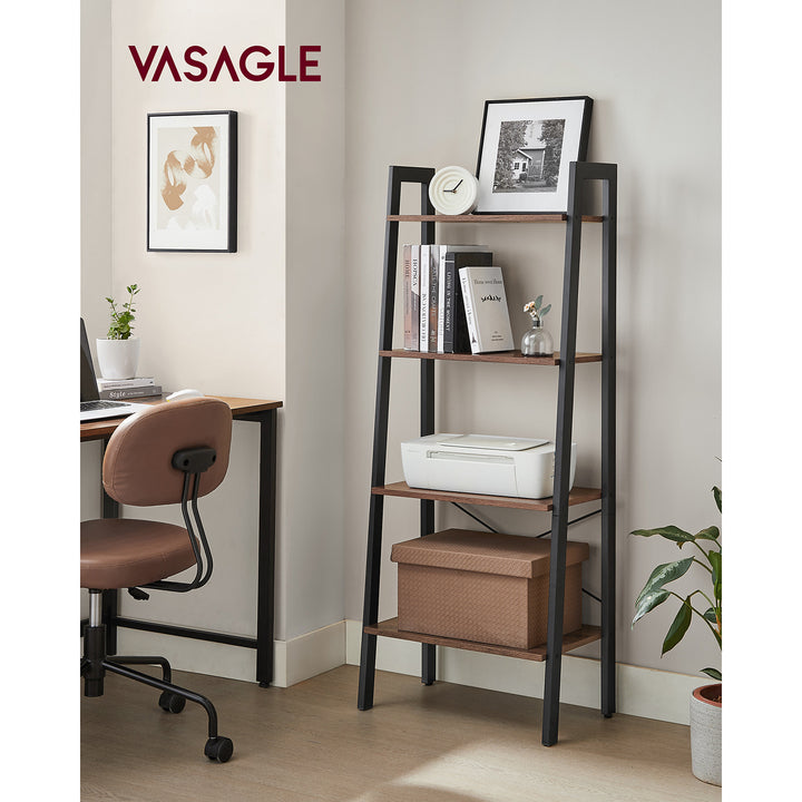 4-Tier Ladder Shelf Steel Frame - Hazelnut Brown