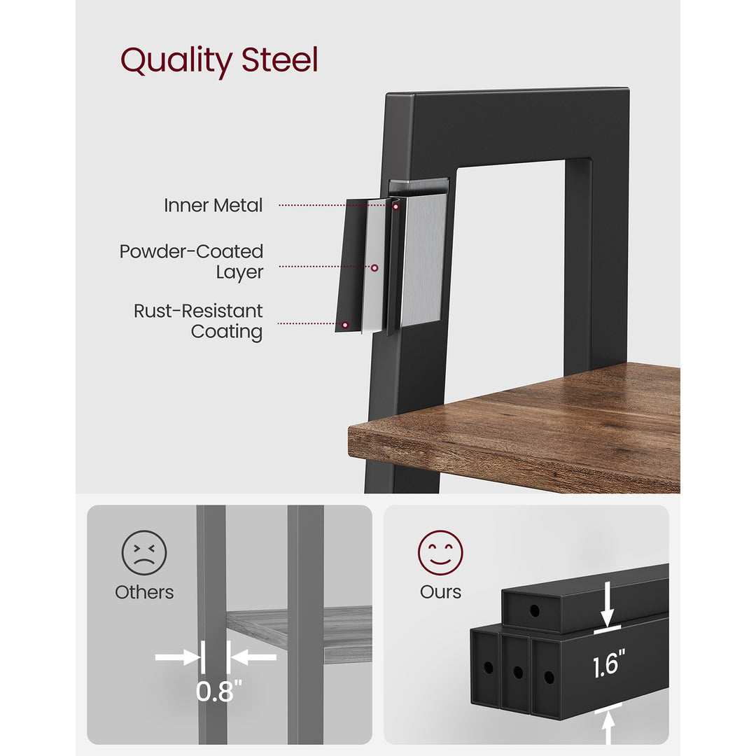 4-Tier Ladder Shelf Steel Frame - Hazelnut Brown