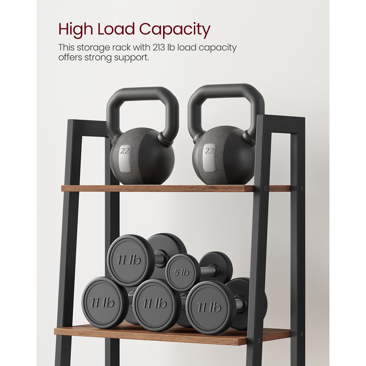 4-Tier Ladder Shelf Steel Frame - Hazelnut Brown