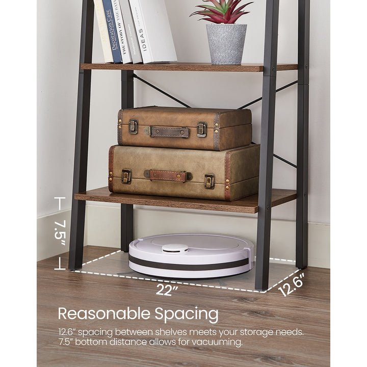 4-Tier Ladder Shelf Steel Frame - Hazelnut Brown
