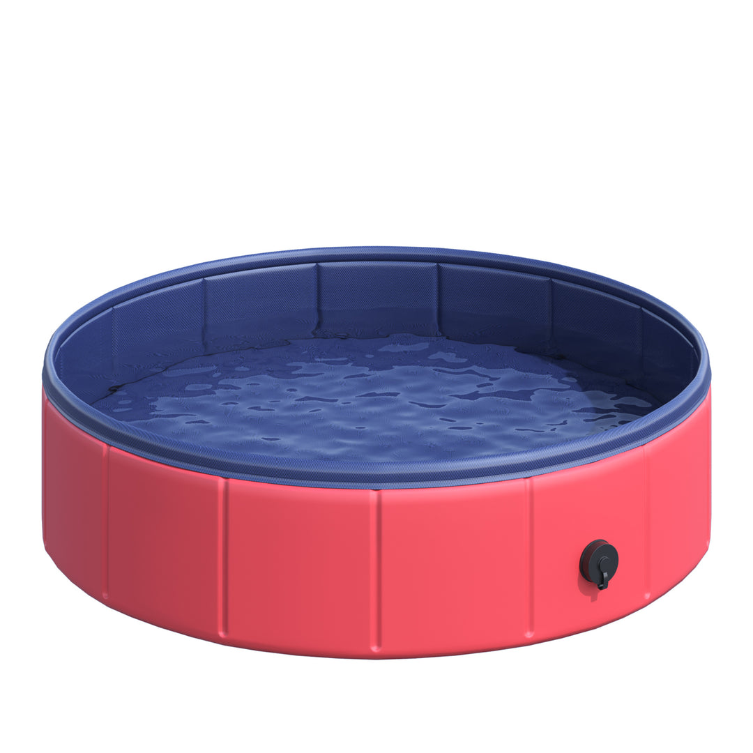 PawHut Pet Swimming Pool, Foldable, 80 cm Diameter-Red