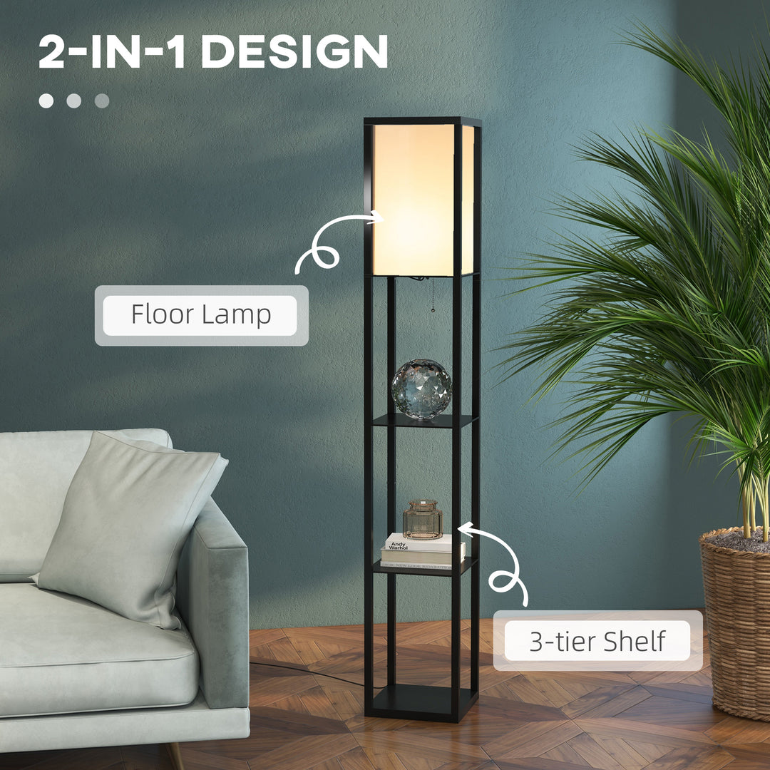 Modern Shelf Floor Lamp Soft Light 4-tier Open Shelves Living Room Storage Display