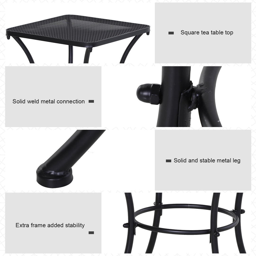 Metal Square Outdoor Garden Bistro Table Black