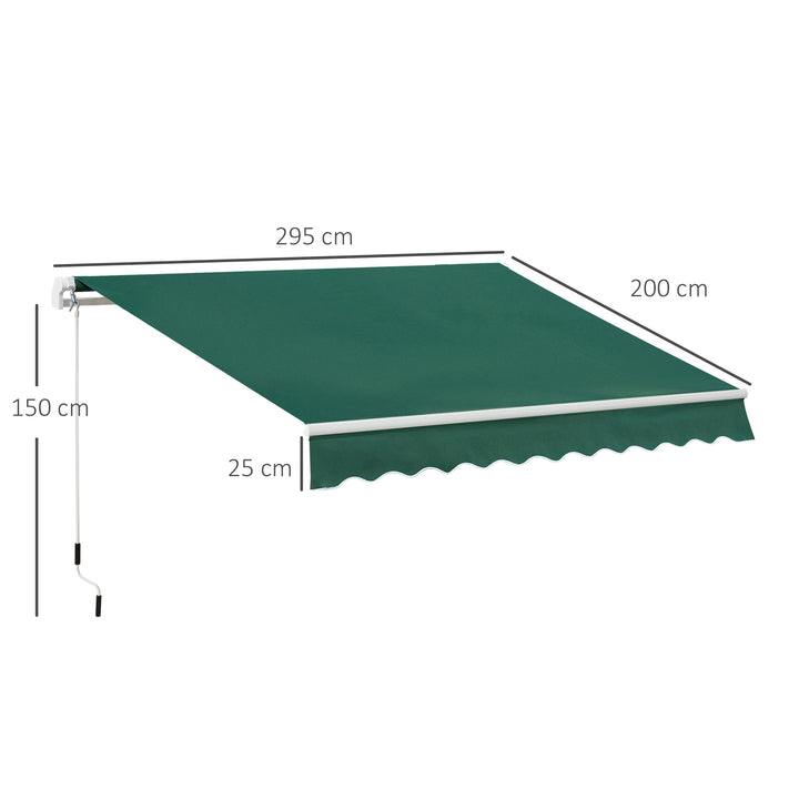 Awnings for Patio Awning Canopy Shelter Garden Sun Shade UV Blocker Light Weight Aluminium Frame w/ Hand Crank 3 x 2m Green