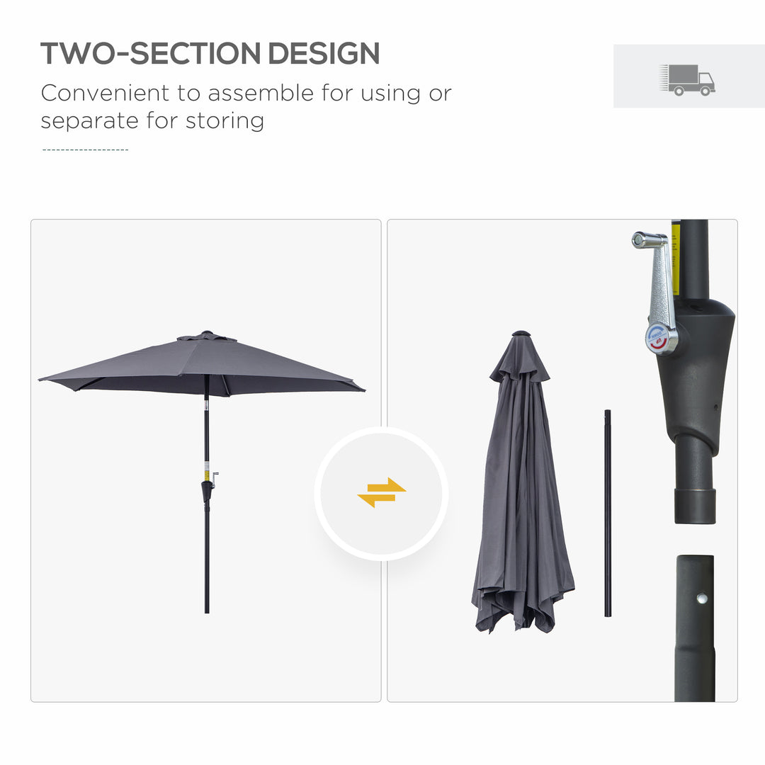 2.7 m Patio Umbrella, Aluminum Frame-Grey