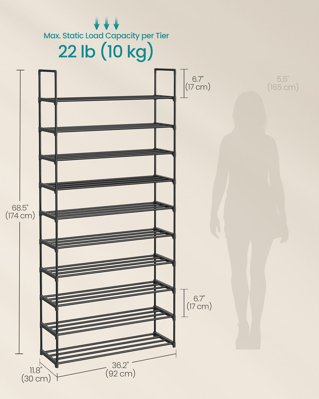 10-Tier Large Shoe Organiser Rack