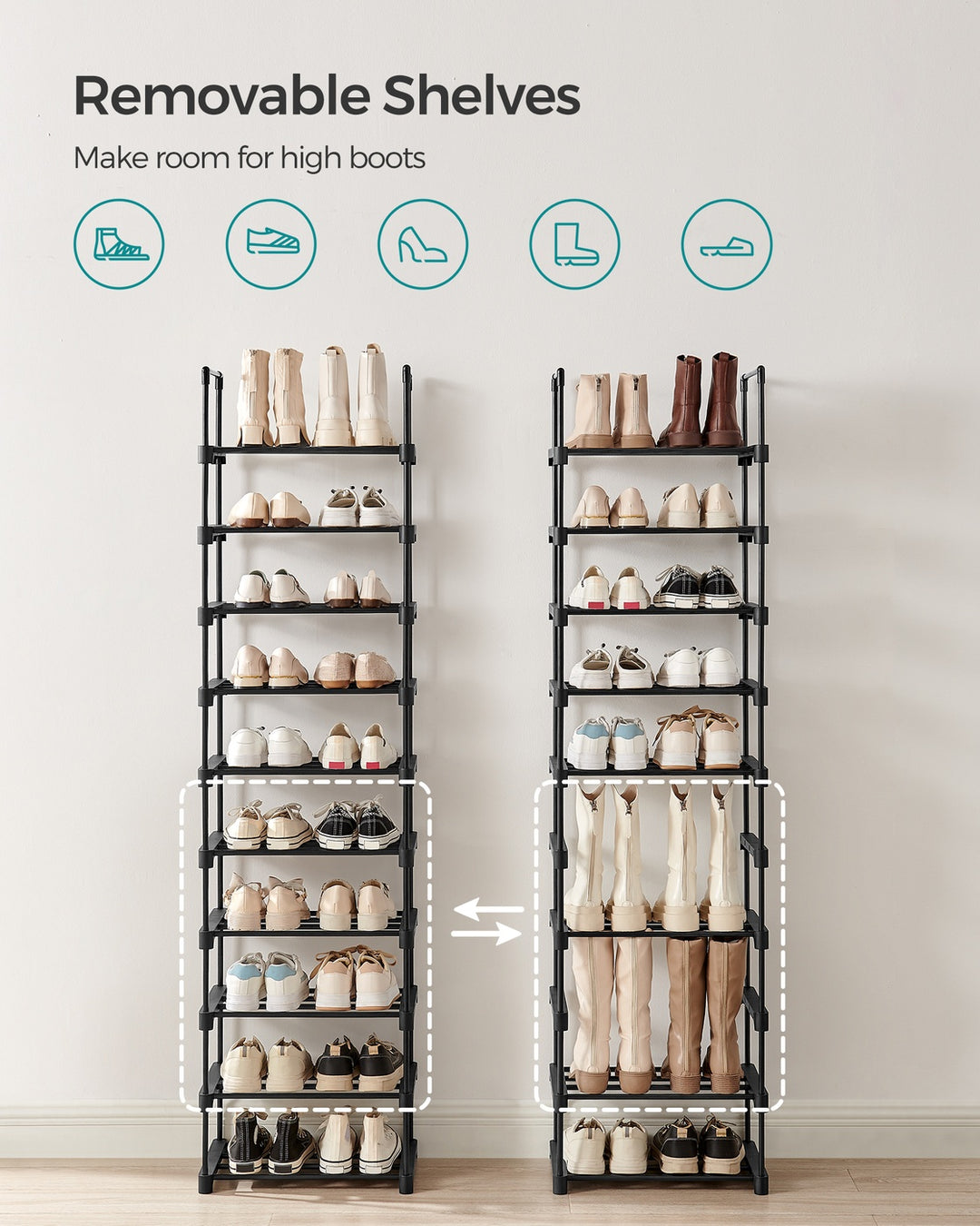 Large Shoe Rack Organiser-Black