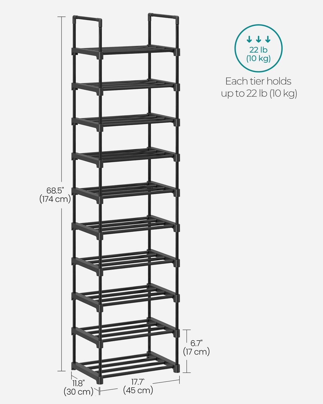 Large Shoe Rack Organiser-Black