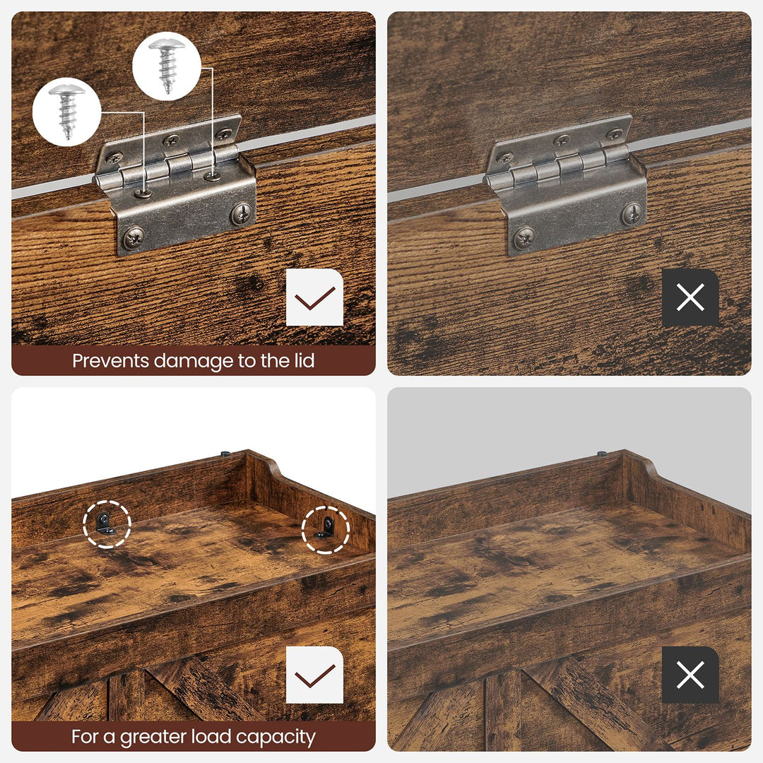 Storage Trunk with 2 Safety Hinges - Rustic Brown