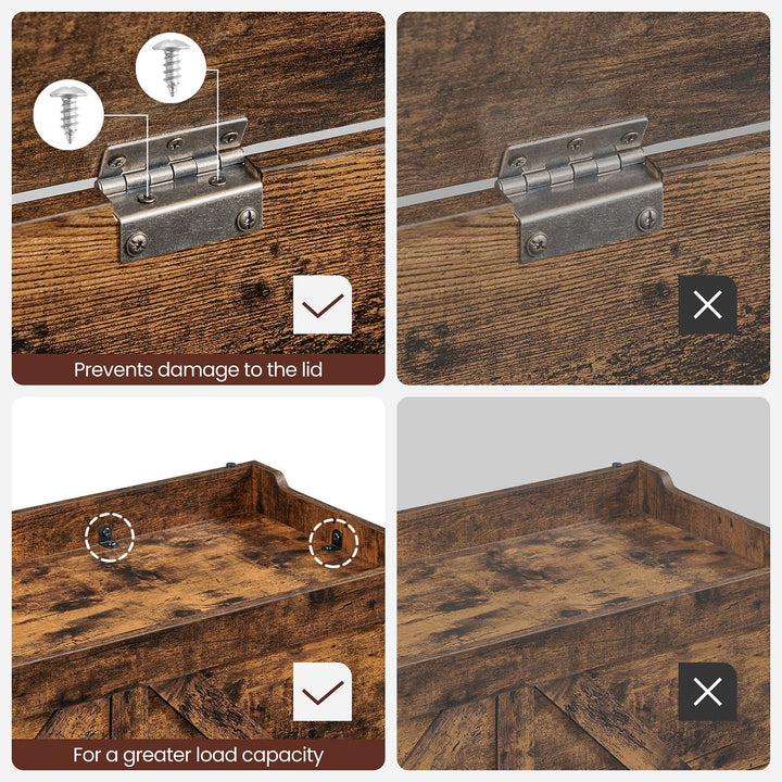 Storage Trunk with 2 Safety Hinges - Rustic Brown