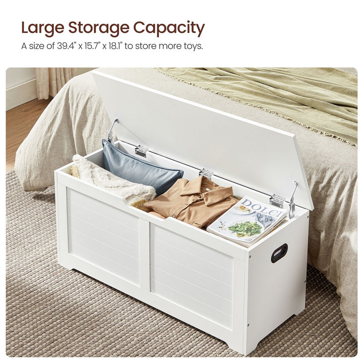 Storage Chest with 2 Safety Hinges - Matte White