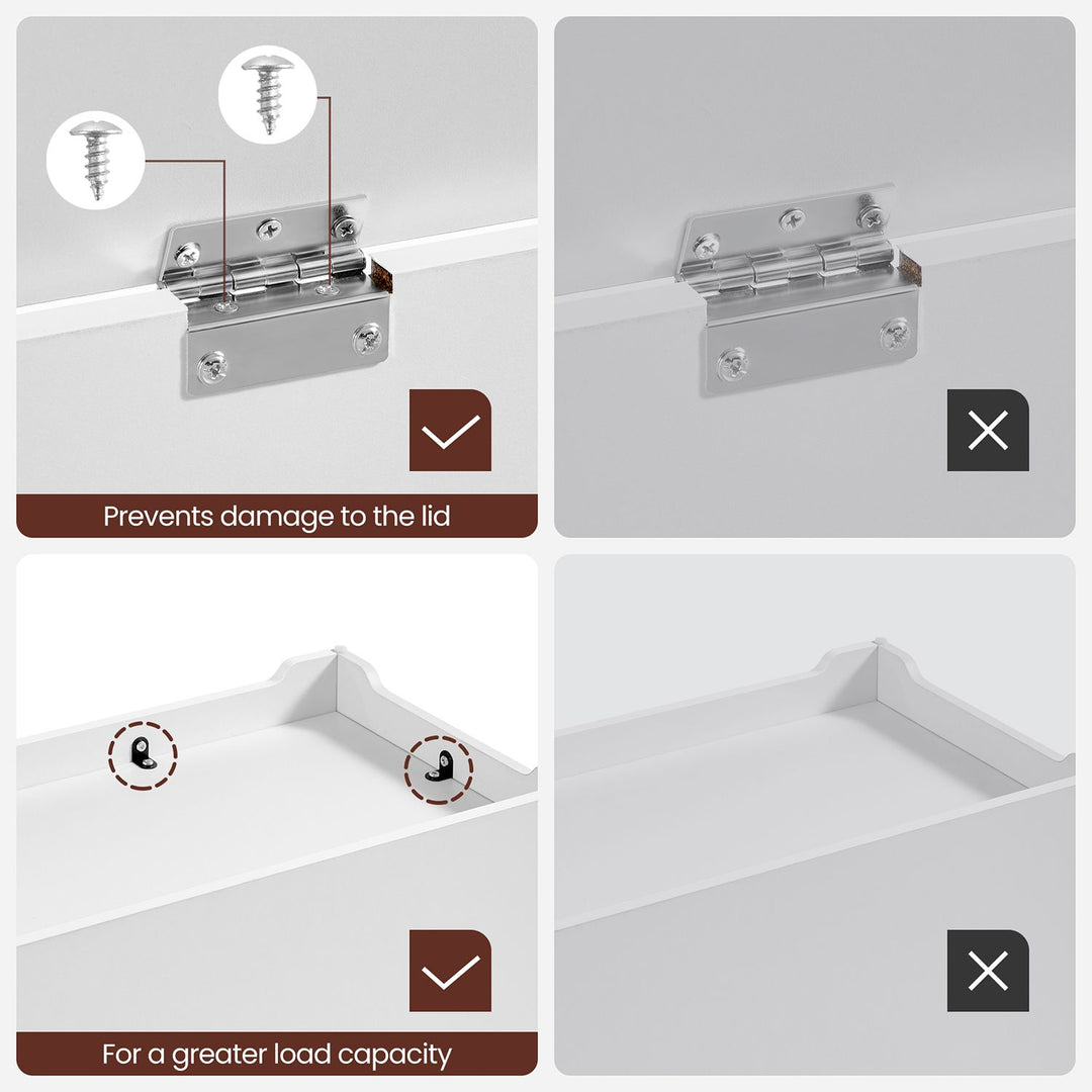 Storage Chest with 2 Safety Hinges - Matte White
