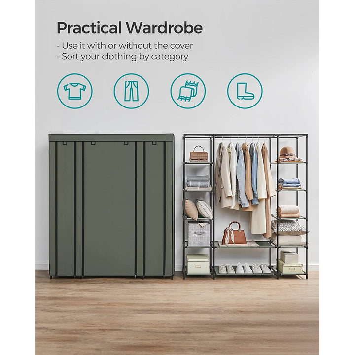 Portable Closet with 12 Compartments Sage Green