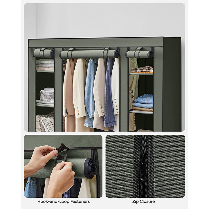 Portable Closet with 12 Compartments Sage Green