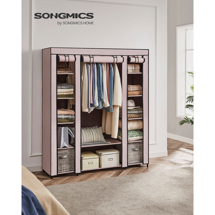 Portable Closet with 12 Compartment Dusty Pink