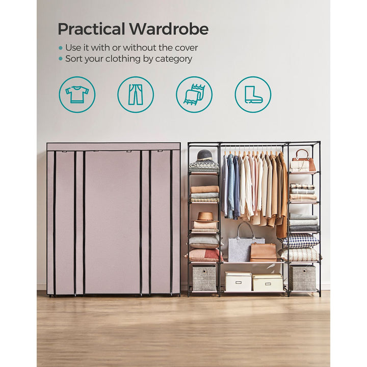 Portable Closet with 12 Compartment Dusty Pink