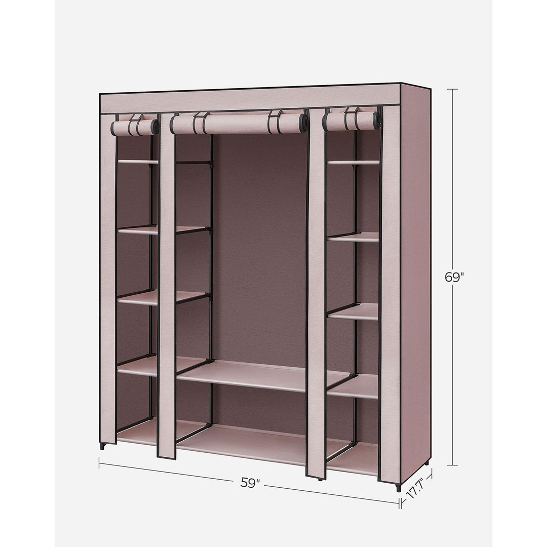 Portable Closet with 12 Compartment Dusty Pink