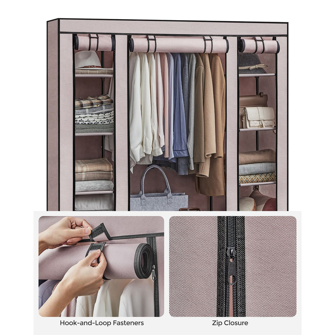 Portable Closet with 12 Compartment Dusty Pink