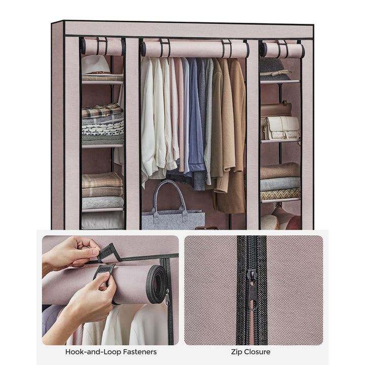 Portable Closet with 12 Compartment Dusty Pink