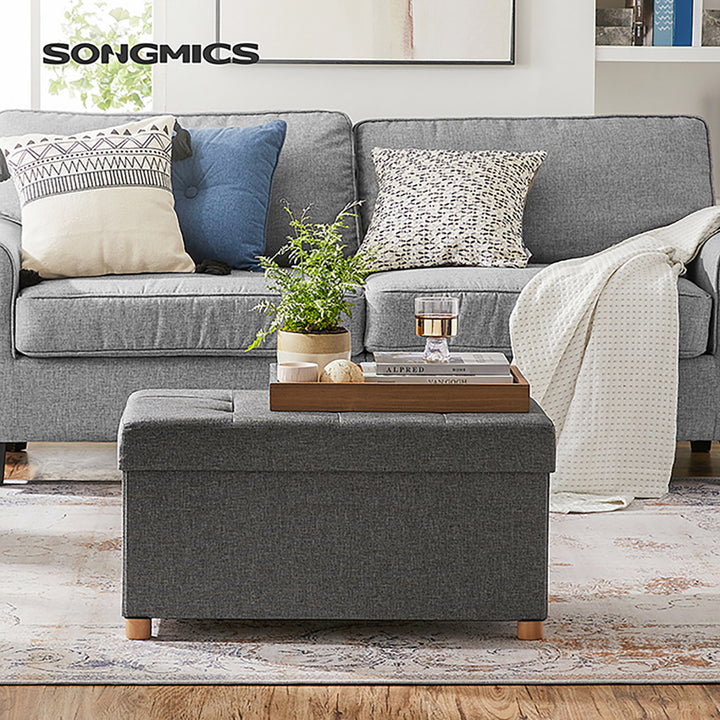 Dark Grey Tufted Ottoman