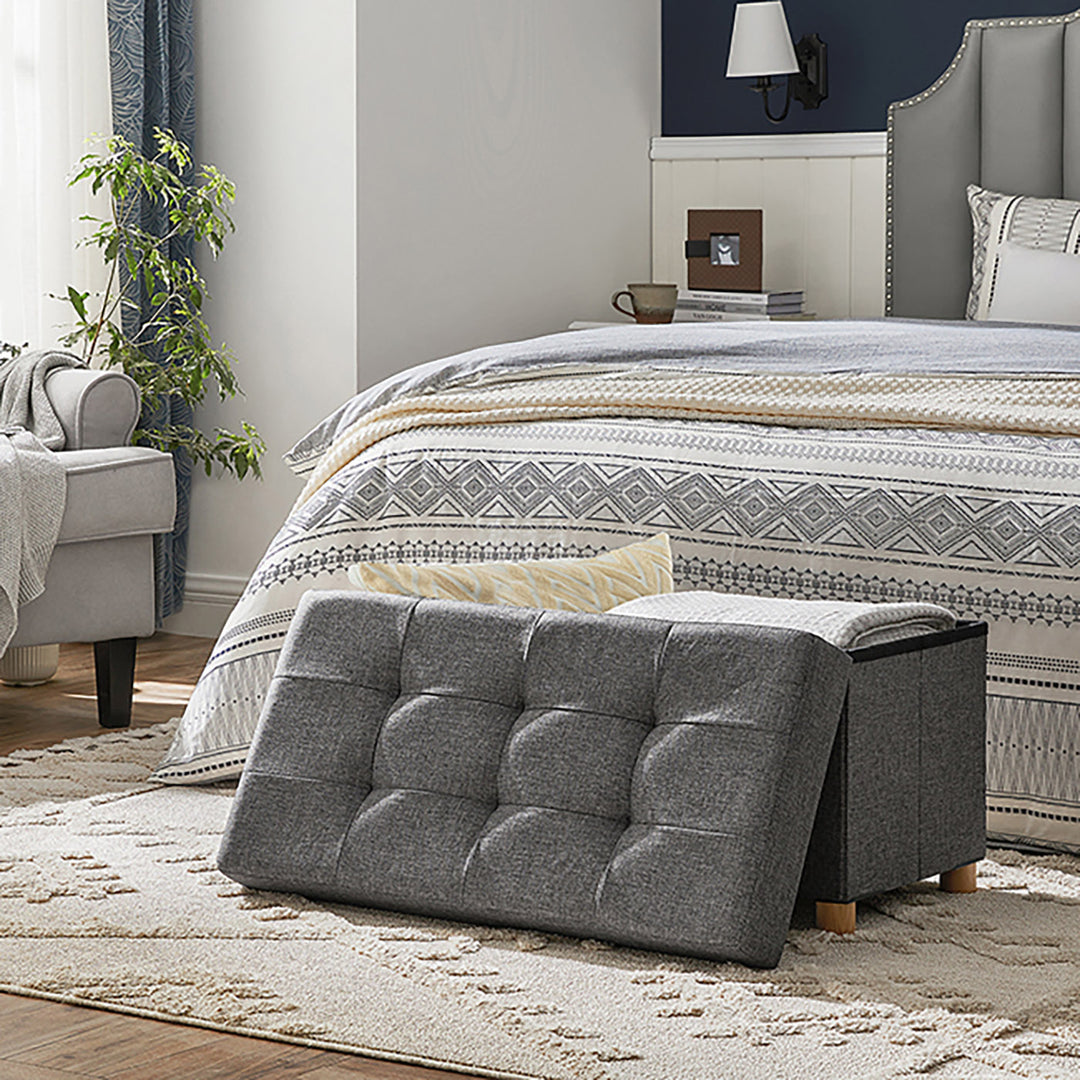 Dark Grey Tufted Ottoman