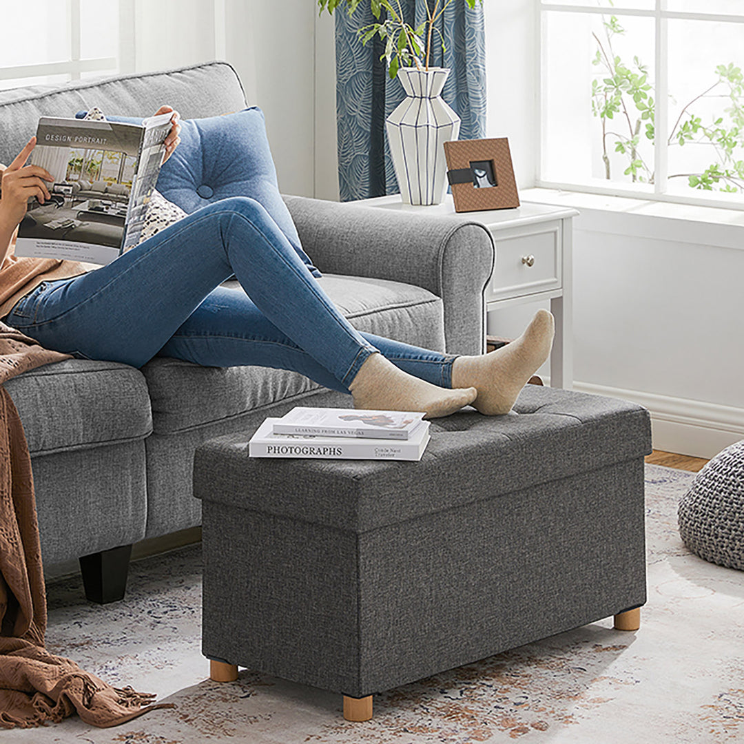 Dark Grey Tufted Ottoman