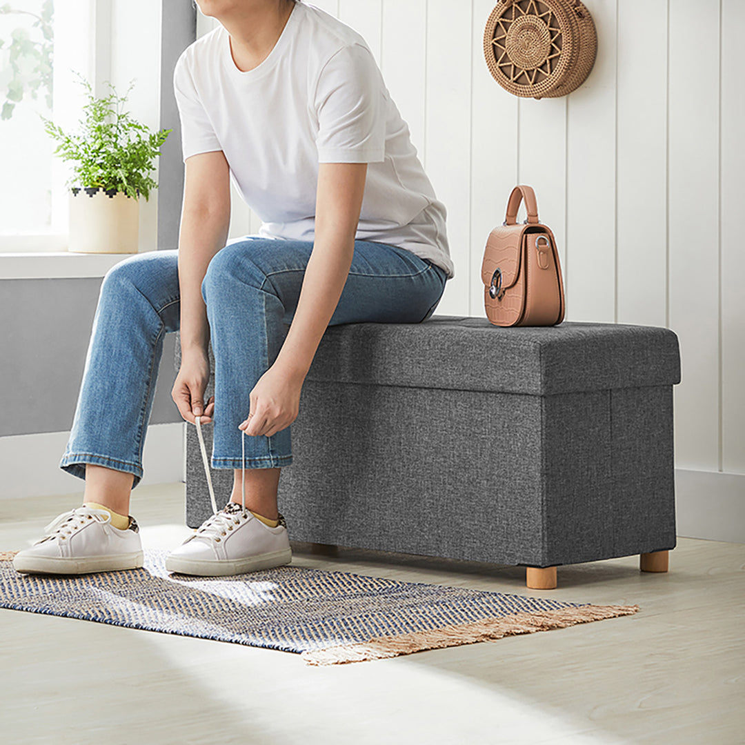 Dark Grey Tufted Ottoman