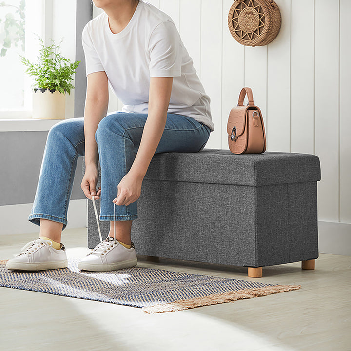 Dark Grey Tufted Ottoman